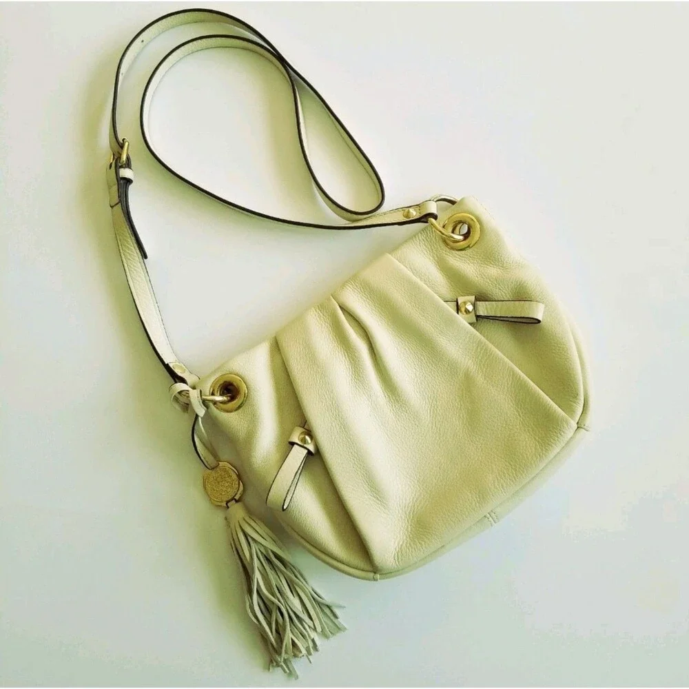NEW Vince Camuto Mint Yellow Green Crossbody Tassel Charm Purse Handbag
